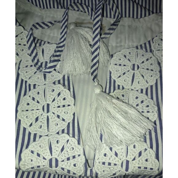 STS Sail to Sable Dress Navy White Stripe Tunic ‎ Tassels Size  X-Small - Picture 6 of 8